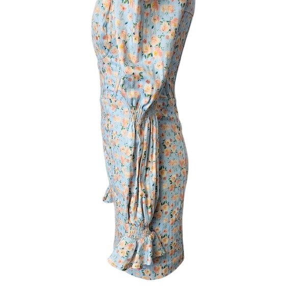 Lavish Alice Charles Balloon Sleeve Mini Dress Floral Size 4 Square Neck Corset - Picture 6 of 8